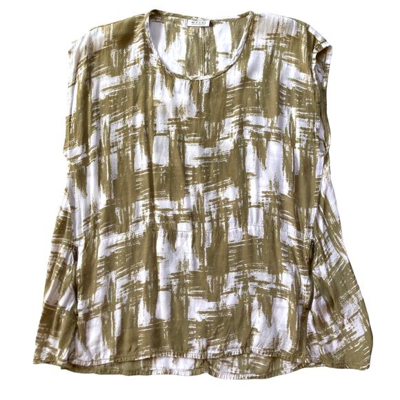 Masai Modern Geo Print Tunic Blouse Size Large Relaxed Scoop Neck - Picture 6 of 10